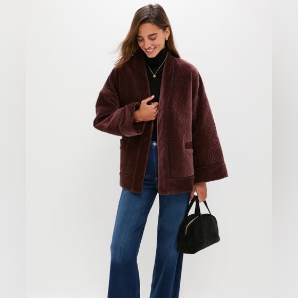 Tuckernuck Chocolate Quilted Velvet Simone Wrap Jacket – Size Small - Picture 2 of 12